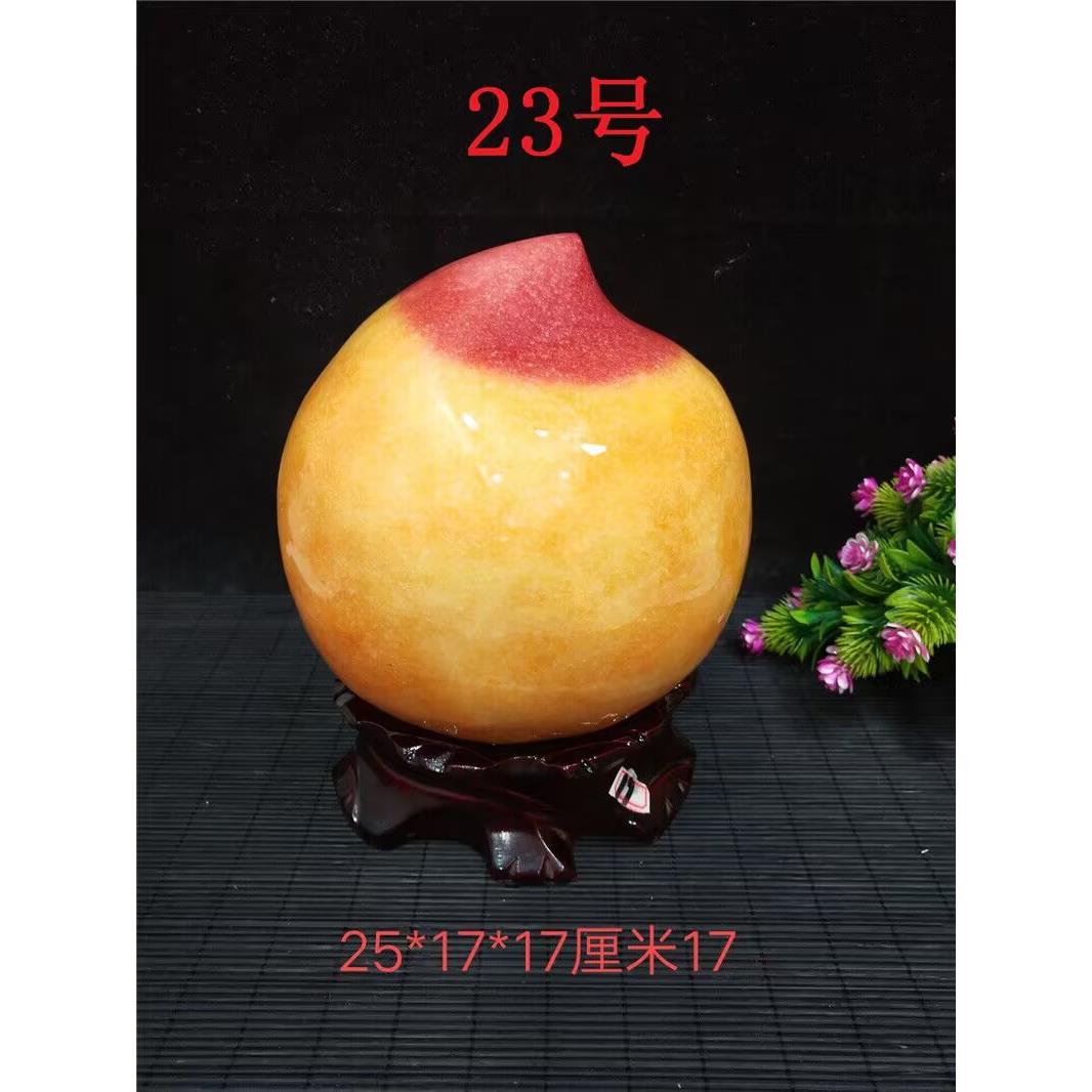 天然黄蜡石黄龙玉寿桃老人生日礼物办公室奇石头家居装饰收藏摆件