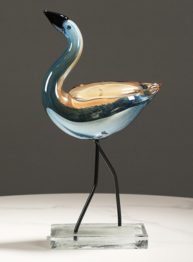 轻奢创意仙鹤琉璃摆件客厅样板房桌面玄关装饰品动物吉Y祥摆设送