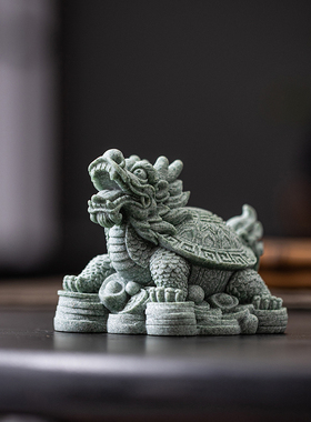 青砂石龙龟金蟾摆件招p财家居客厅茶台桌面茶宠微景观鱼缸造景装
