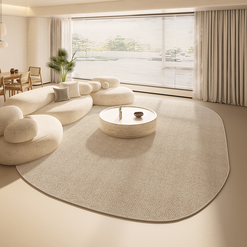 奶油风不规则g地毯客厅卧室牀边地垫免洗可擦极简风异形沙发茶几