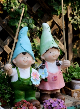 拿蚊拿的小孩花园摆件幼儿园户外C园林庭院太阳能灯路引小夜灯装