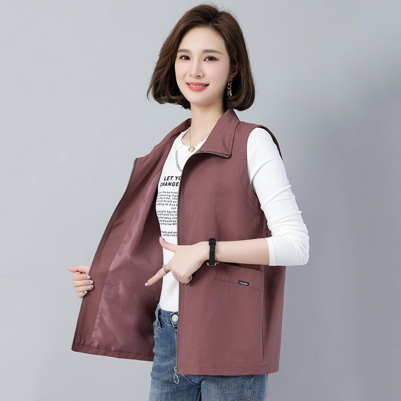 棉马甲女春秋新款宽松休闲坎肩背心外穿中老年妈妈马夹无袖外套潮
