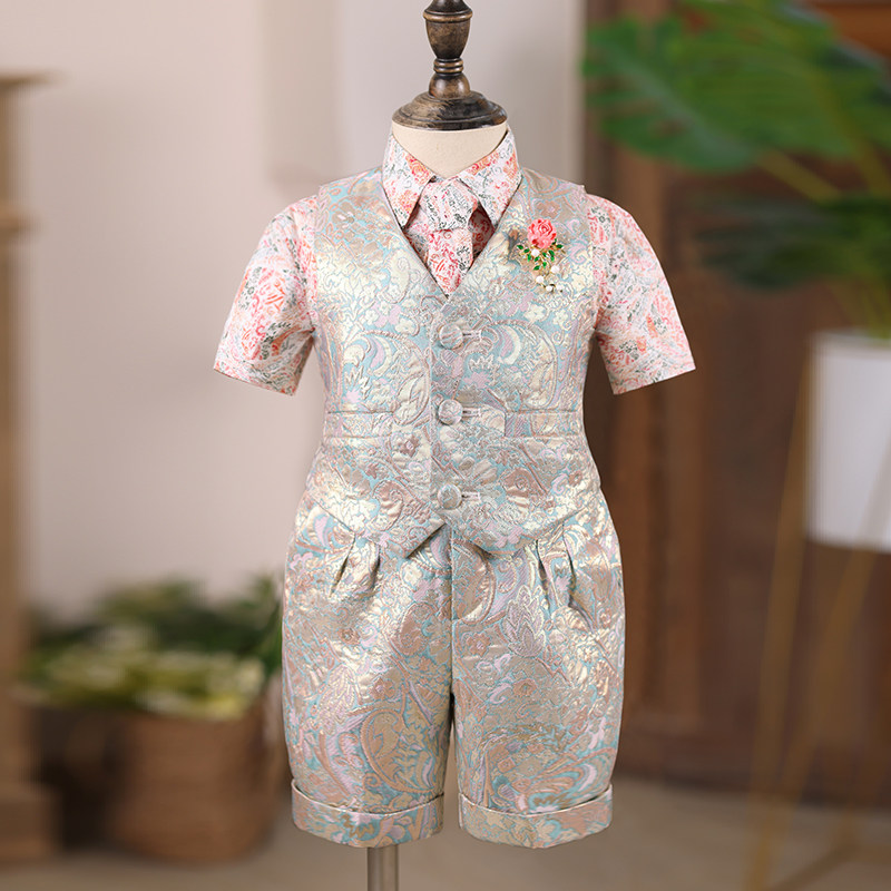 男童礼服2024新款夏季短袖儿童西装套装主持人服装男小西服演出服