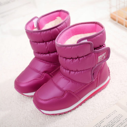 冬季女童雪地靴儿童保暖棉靴短靴加厚加绒男童棉鞋防水防滑户外