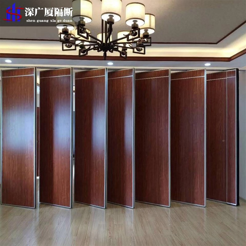 酒店移动隔断墙推拉门吊r轨活动折叠屏风小型饭店包厢隔断折叠隔