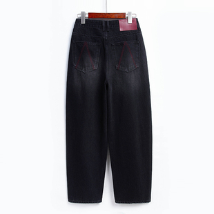 高腰显瘦休闲老爹裤 大码 女直筒宽松2025年新款 梨形身材哈伦牛仔裤