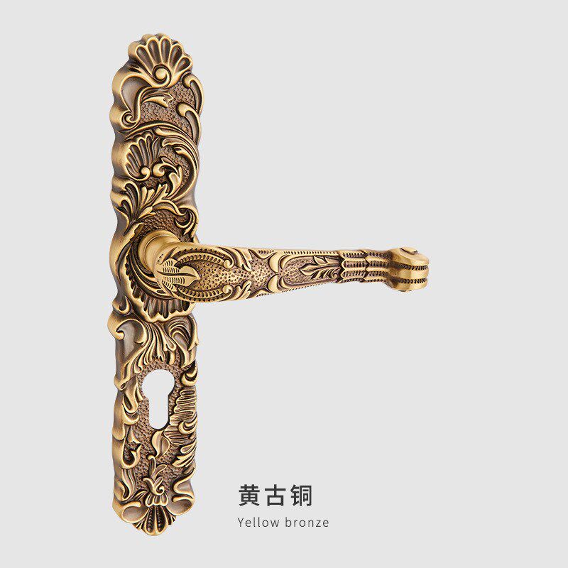 欧式门锁纯铜仿古室内门锁w奢华全铜实木门锁双开门别墅卧室门锁