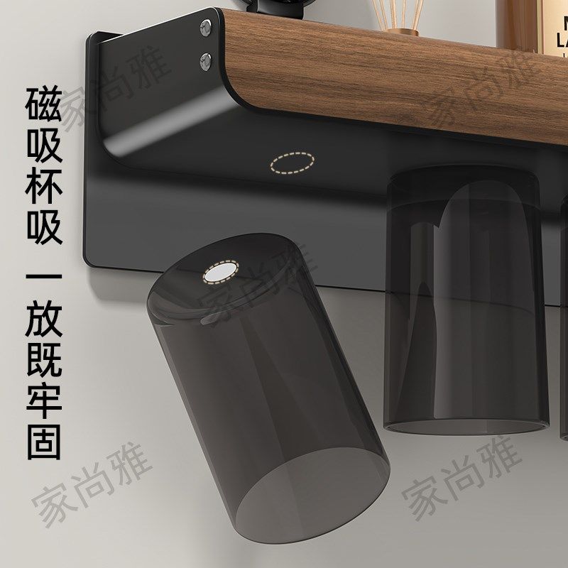 免打孔吸盘牙刷架子置物架壁挂式卫生间刷牙N杯漱口杯套装磁吸杯