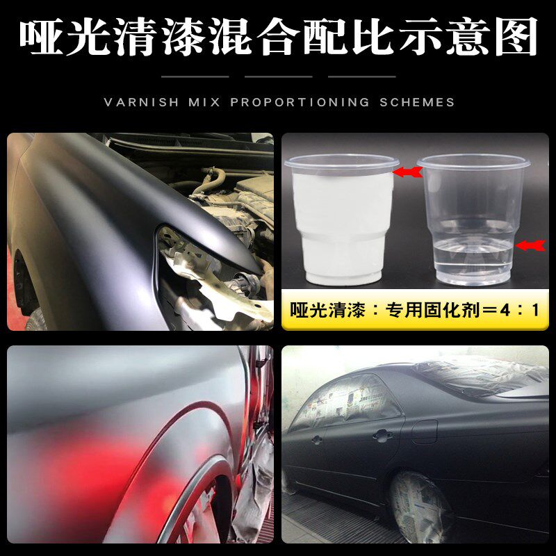 汽车哑光清漆无光半哑透明磨x砂高硬减光亮油全车改色喷漆消光光