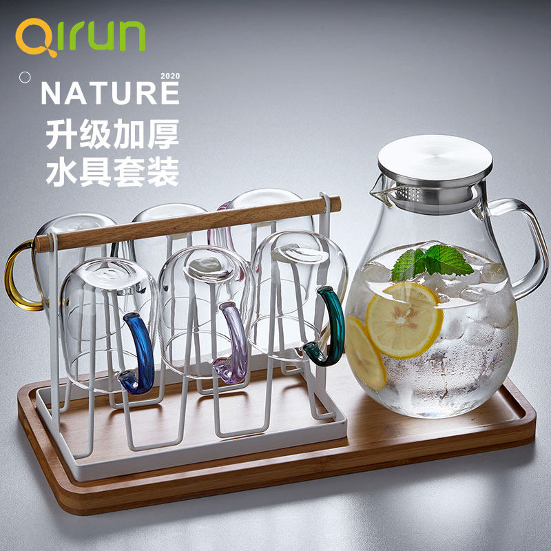玻璃杯带把耐热透明简约牛奶杯客厅喝水杯家用Q杯子6只装茶杯套装