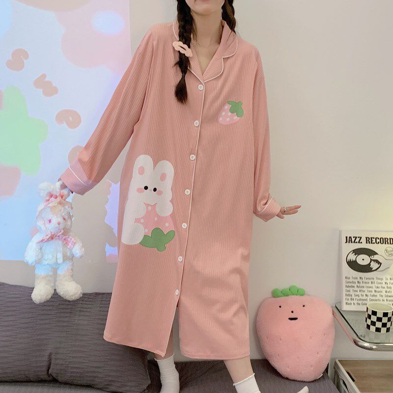 孕妇哺乳睡裙春夏长袖纯棉月子服产后产妇待产春秋长款喂奶连衣裙
