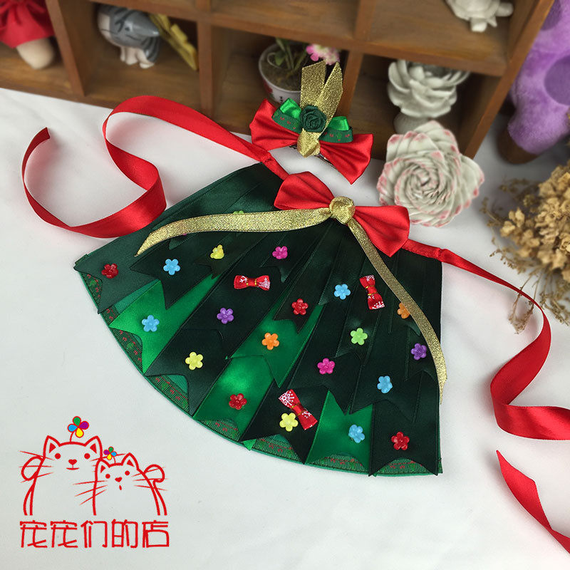 手工圣诞风狗狗围巾围脖 口水巾 围嘴饰品 领巾领结 泰迪宠物用品