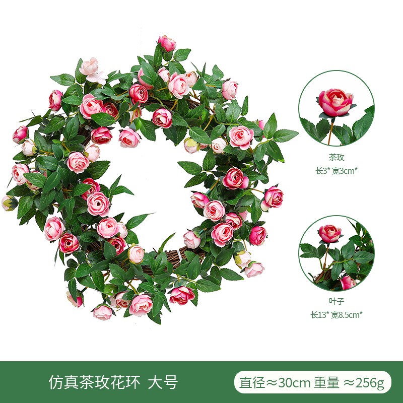 叶子复古装饰花花朵假花婚庆茶玫仿真玫瑰花环绢布玫瑰藤饰品