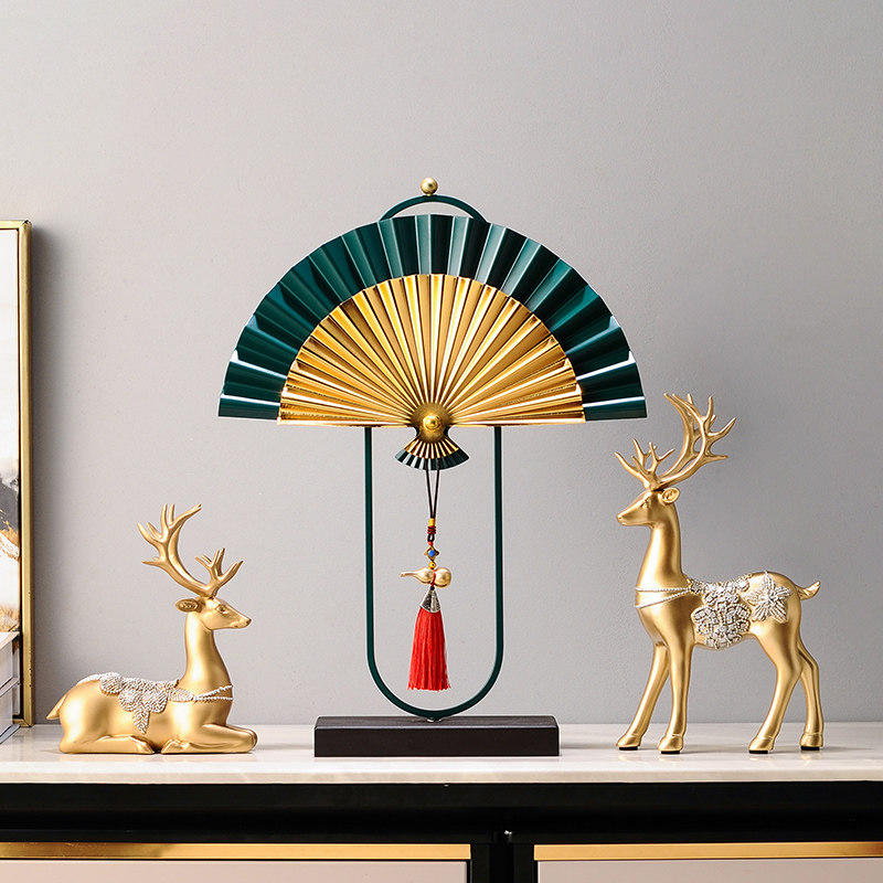 新中式扇子摆件客厅书桌面酒柜玄关禅意高档中国风家居装饰品摆设