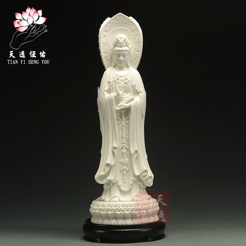 陶瓷南海三面观音像陶瓷工艺品家居观音菩萨佛像风水镇宅供奉摆件