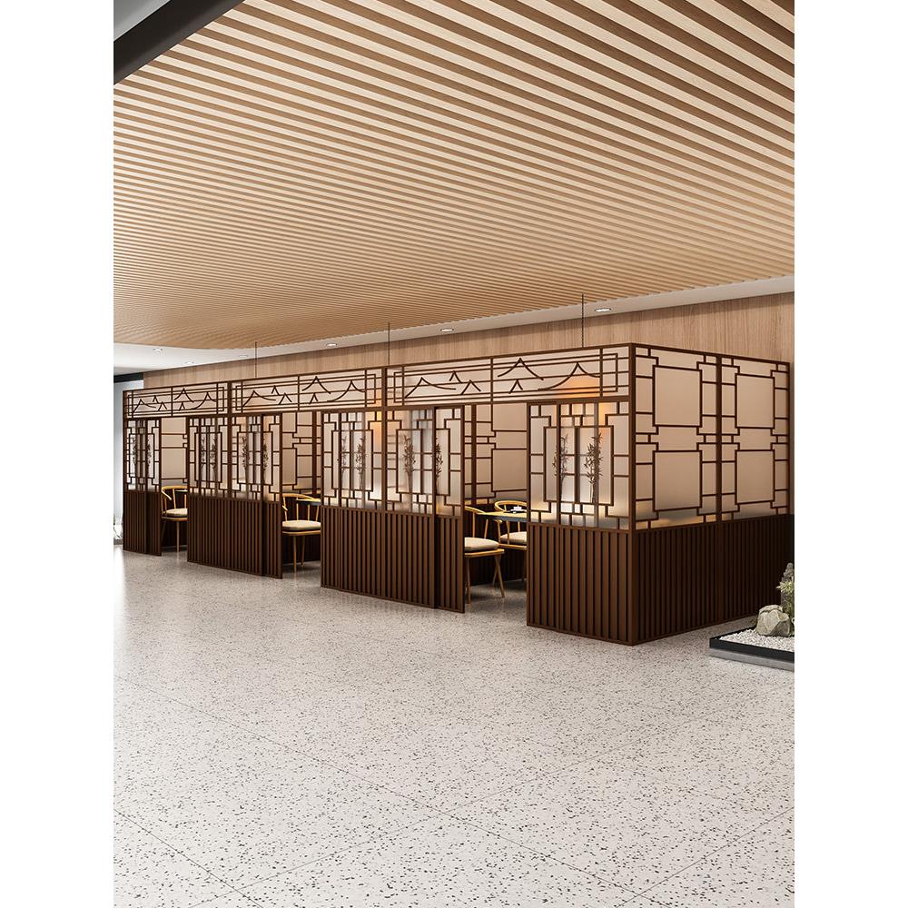 新款中式火锅店隐私包房饭店推拉门包间隔断餐厅卡座屏风格栅围栏