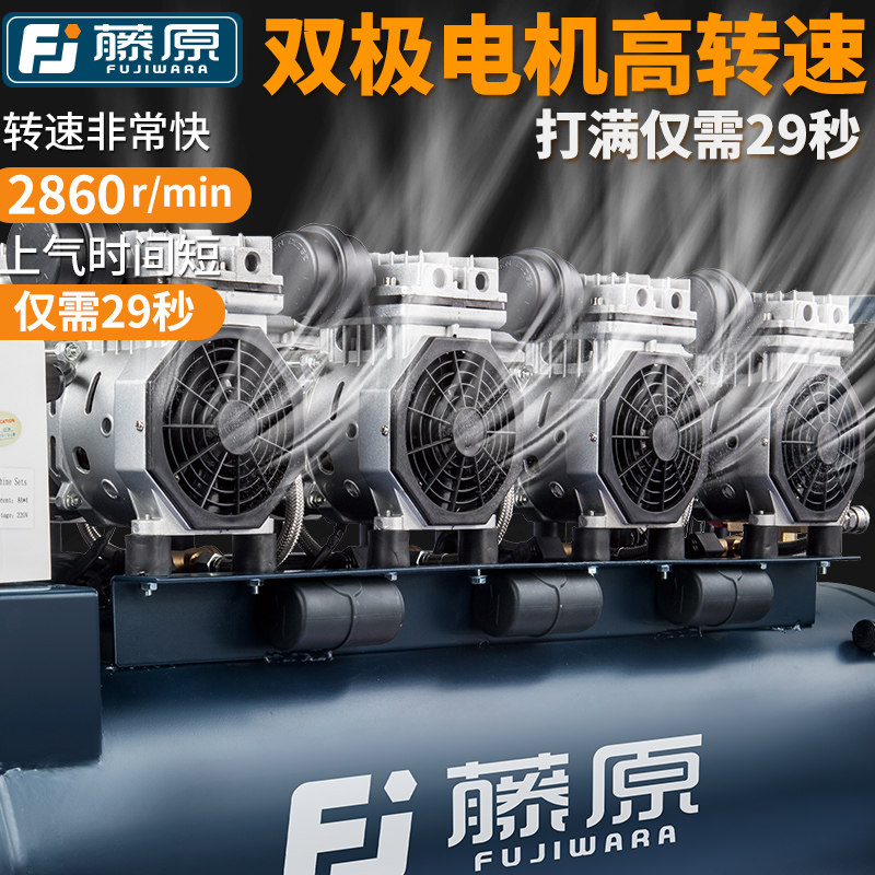 无油静音空压机工业级汽修220v380V大型空气压缩机喷漆枪高压气泵