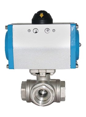 Q614/5F-16P 气动球阀气动丝口阀丝扣3Q04不锈钢 L型型