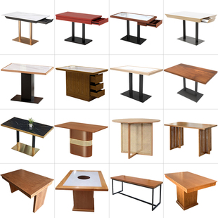 实木餐桌商用饭店小吃咖啡西餐厅快饮茶楼日料理火锅抽屉储物桌子