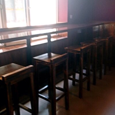 吧台椅实木高脚凳酒吧家用碳化吧凳高木凳子复古做旧欧式收银台椅