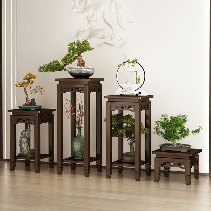 阳台客厅仿古花i架子实木花几落地式新中式花盆2024新款绿植摆放