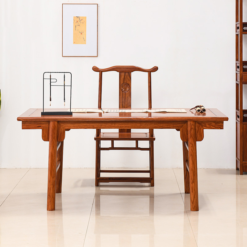 刺猬紫檀画案新中式m圆腿书法桌全实木书桌花梨木办公桌红木写字