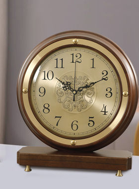 摆钟石英客厅台式座钟复古家w用桌面时尚钟表坐钟摆放台钟时钟摆