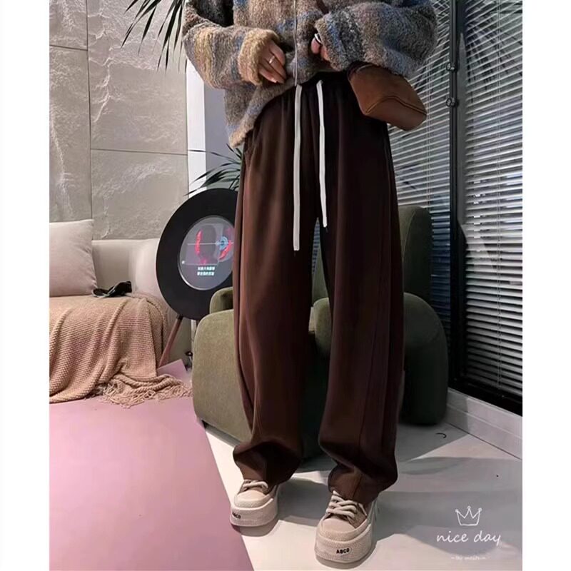 春季新款宽松阔腿休闲卫裤女大码胖妹妹mm显瘦梨形身材直筒裤长裤