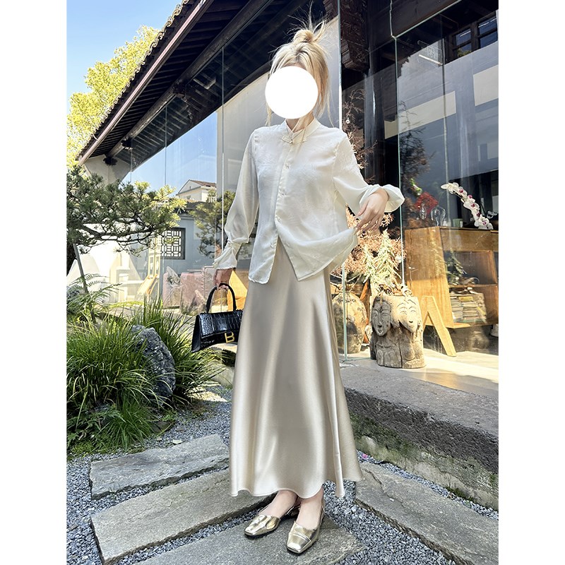 醋酸缎面半身裙女高级感夏新款气质垂感包臀A字鱼尾月光裙中长款