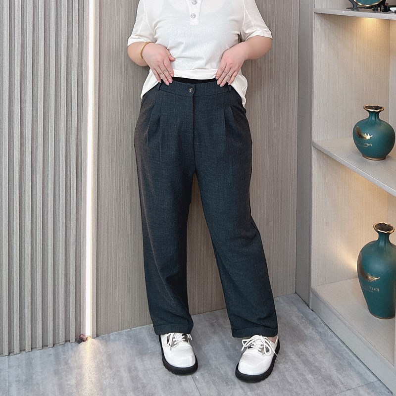 高腰职业西装裤女2024春夏季新款大码女装宽松显瘦休闲卷边烟管裤