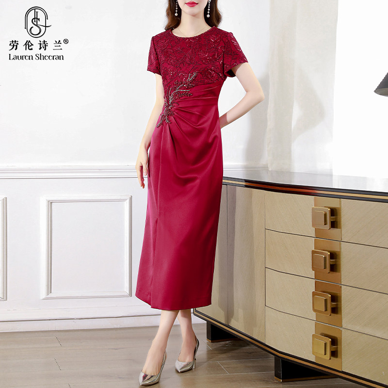 妈妈礼服婚宴气质高贵时尚平时可穿喜婆婆敬酒服修身显瘦大码长裙