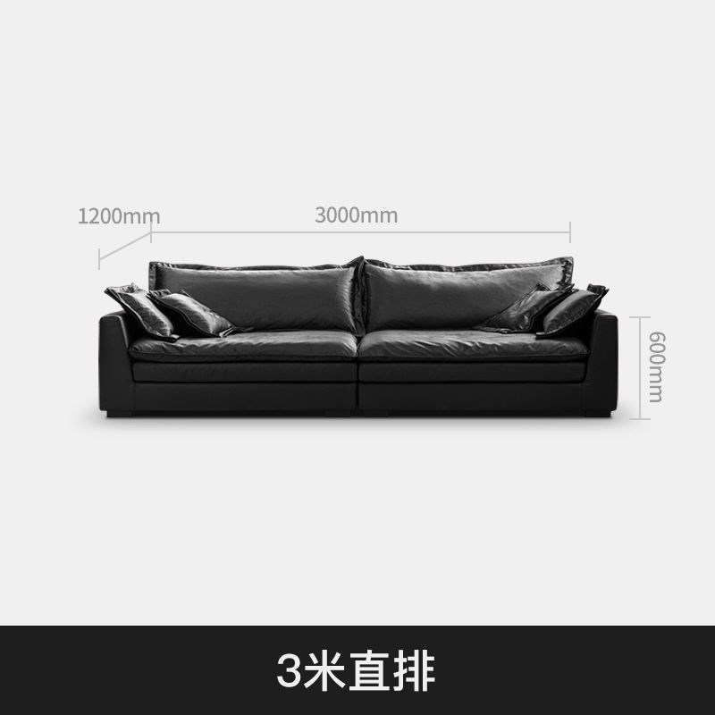 意式科技布沙发现代简约客厅小户B型黑色直排超宽坐深帆船布艺沙