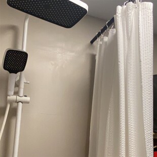 素色白色压泡浴帘速干涤纶布料卫生间隔断帘淋浴窗帘超柔软不贴身