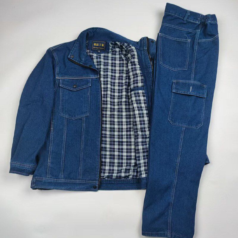 牛仔电焊a车间工作服加厚耐磨耐脏防烫焊工工装劳保服套装