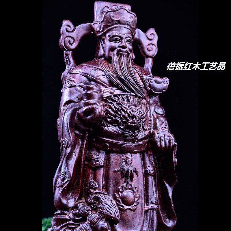 厂家黑檀木雕战龙财神摆件家居办公室装饰红木工艺品木质摆件