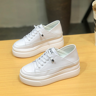 百搭小个子休闲鞋 两穿女鞋 7cm潮 女厚底韩版 松糕套脚内增高小白鞋