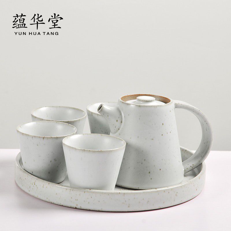 慢生活茶具套装 日式松石绿x陶瓷1壶4杯1茶盘功夫茶具小套装