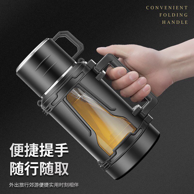 大容量玻璃杯带把手提绳户外运动水壶男盖L子可喝水防摔泡茶水杯