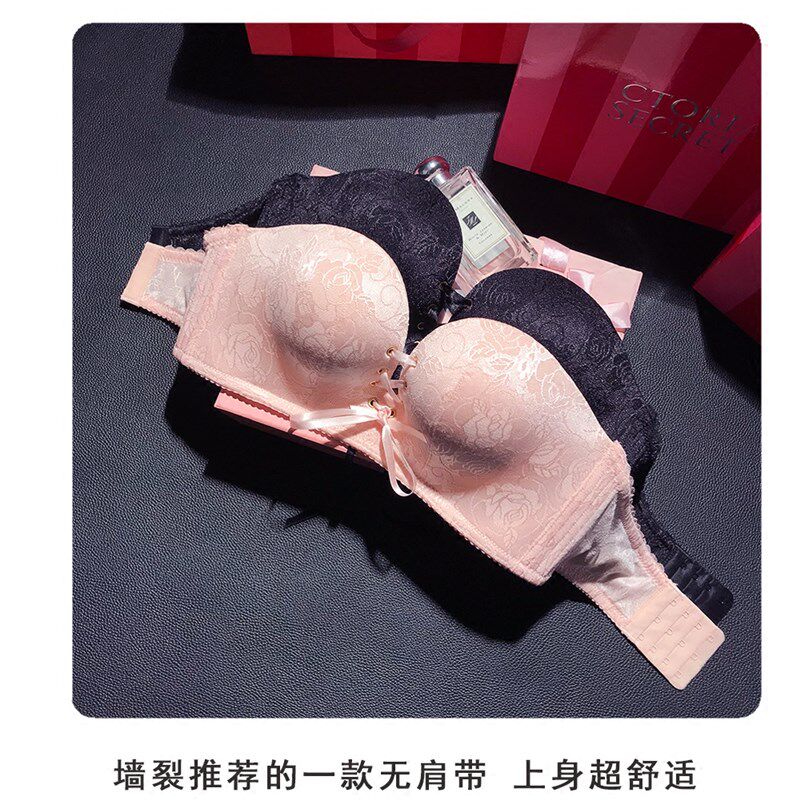 夏季新系带二分之一杯文胸无带文胸 聚拢 防滑半杯文胸Y无肩带文