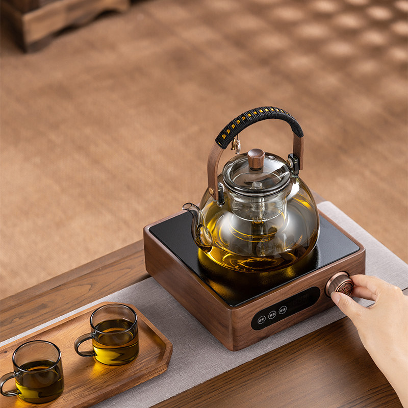 冠安实木黑晶炉煮茶器超小型迷v你胡桃木泡茶炉1500W大功率新款围