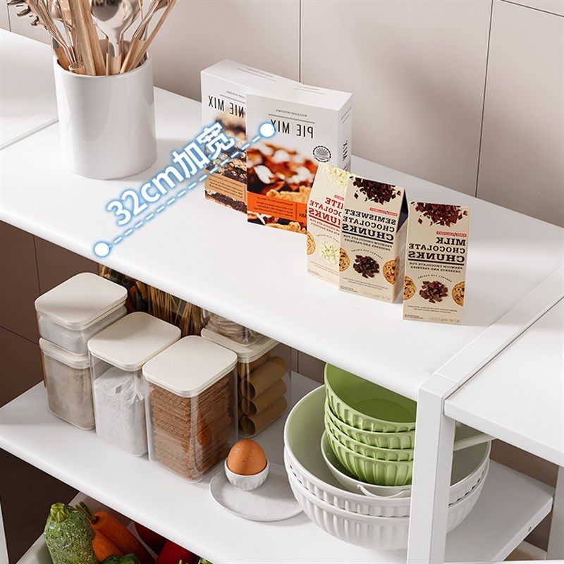 厨房置物架落地多层微波炉咖啡机锅具收纳架餐边柜移W动推车喂养