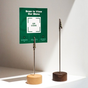 原木底座商品价格牌夹子茶叶标签夹支架台签商品标价签牌标价牌菜品展示牌夹标签牌支架卡片固定夹展示架台签