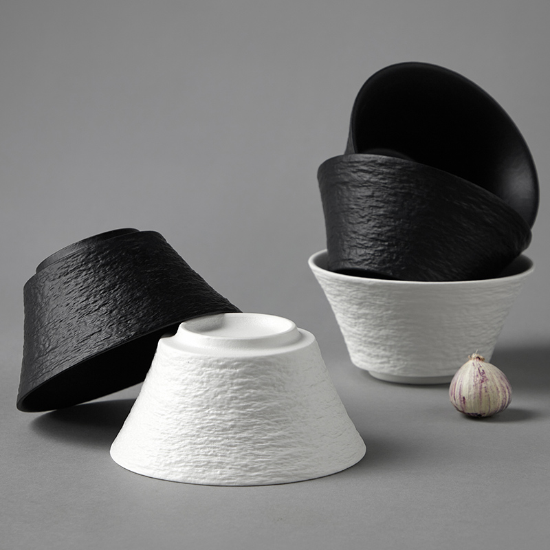 米立风物浮雕岩石纹餐具套装吃饭碗单个米饭碗陶瓷碗家用2023新款