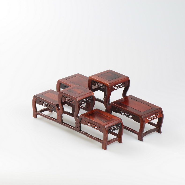 琴书侣 红木雕博古架红酸枝三步高低底座多宝架茶具架紫砂壶底座
