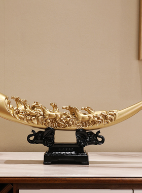 新中式马到成功摆件客q厅招财玄关办公室书房酒柜装饰乔迁开业礼