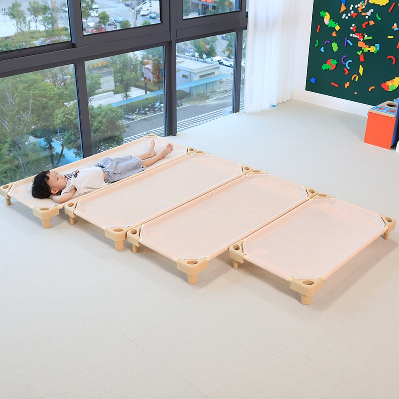 儿童托管班c透气网布床午睡幼儿园单人小床午休床帆布叠叠幼儿网