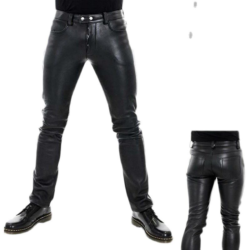 男防风防水秋冬抗寒保暖长裤弹力紧身黑J色耐磨皮裤摩托骑行小脚