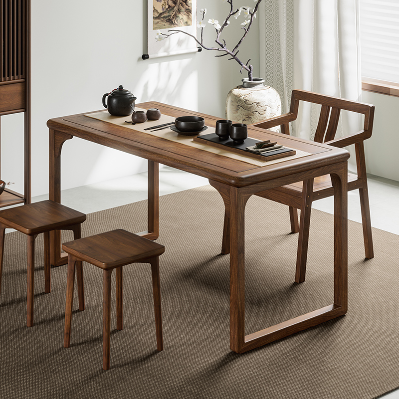 新中式茶桌胡桃木茶台家用阳台茶艺桌茶室M禅意泡茶台简约书法桌