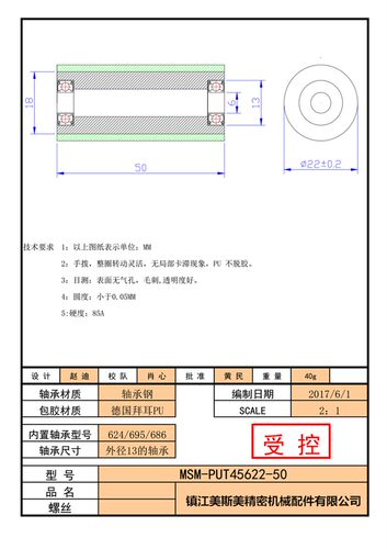 加宽加长聚氨酯衬层轴承RORUS22-50包胶加铝轴承内径4 5 6可选