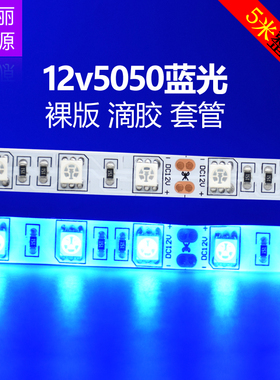 12V蓝色灯带 LED5050蓝光酒吧KTV吊顶舞台灯光户外防雨套管软灯条